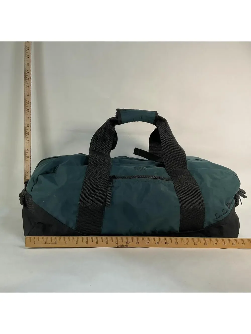 L.L. Bean Made in USA Green and Black Duffel Bag Style V273